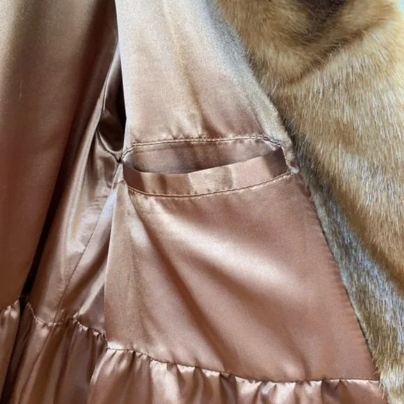 💥SHOWSTOPPER💥VINTAGE1940s STYLE FAUX MINK FUR COAT in WHISKEY - Picture 7 of 11